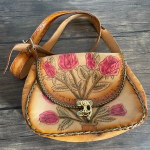 Floral leather purse
